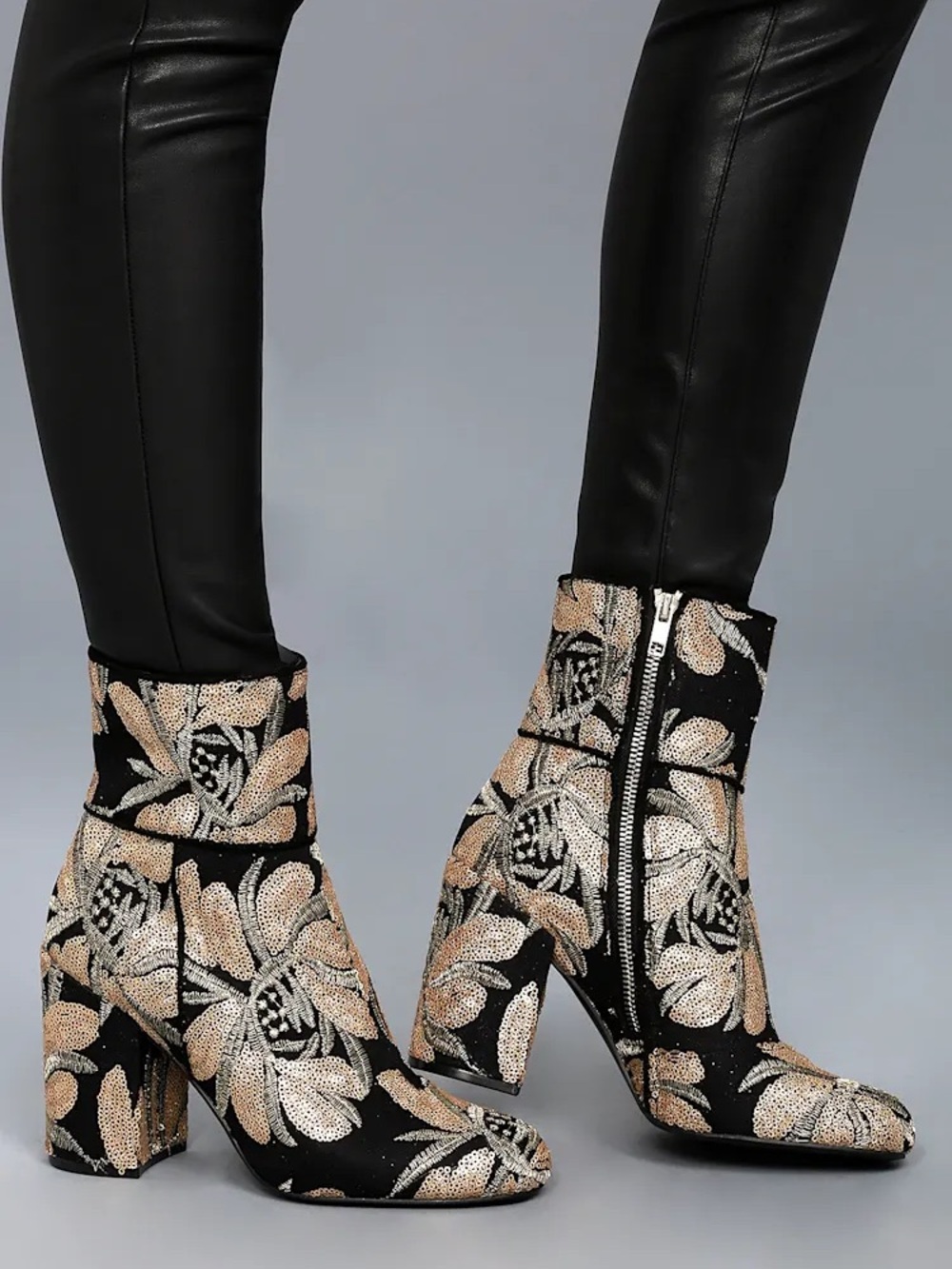 Steve Madden Goldie Gold Sequin Ankle Booties